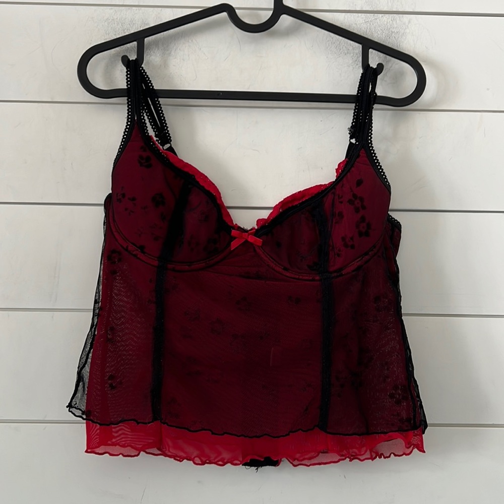 Native Intimates 36B Black/Red Bustier Corset Underwire